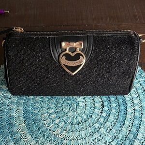 Juicy Couture Black Clutch with Gold Heart Accent